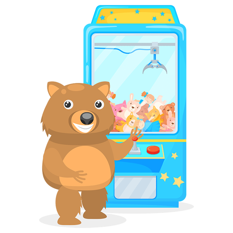 Wombat Playing a Mini Claw Machine