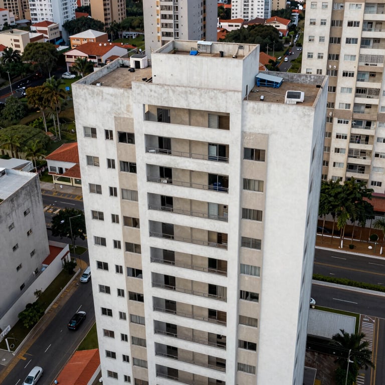 Aerial view of a clean and secure residential building in Concordia, Brazil.