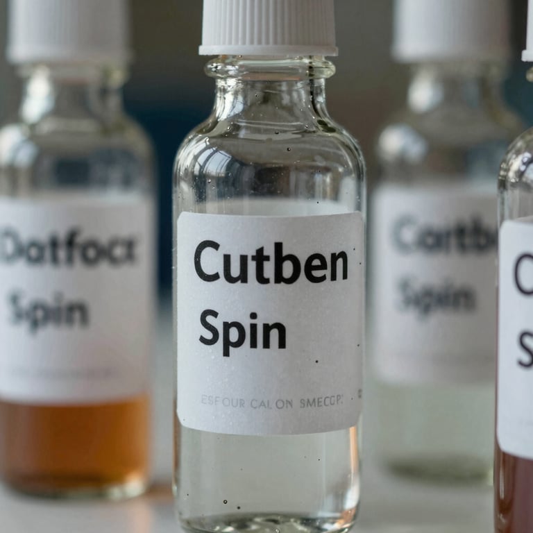 A close-up of a glass bottle containing chemical samples, clearly labeled and professional.