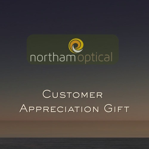 Northam Optical logo above the words "Customer Appreciation Gift" on a dark coastal gradient background.