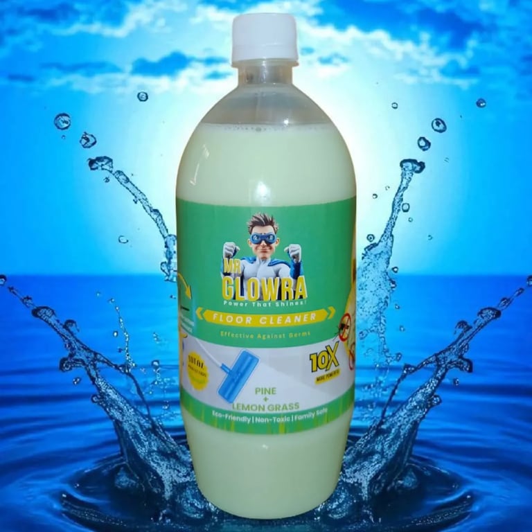 Eco-friendly liquid floor cleaner with pine and lemongrass fragrance