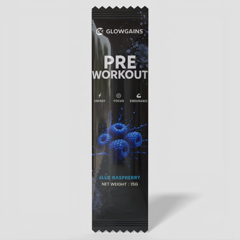 glowgains preworkout sachet blue raspberry