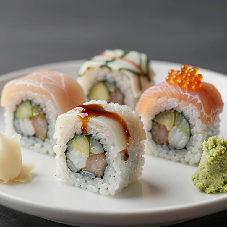 Image of our fresh sushi rolls render.