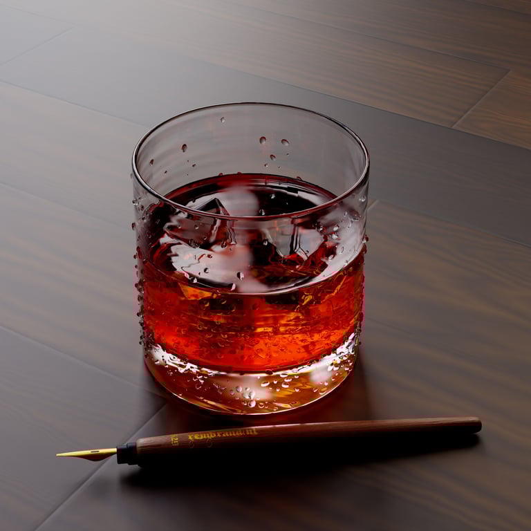 Image of our glass of bourbon render.