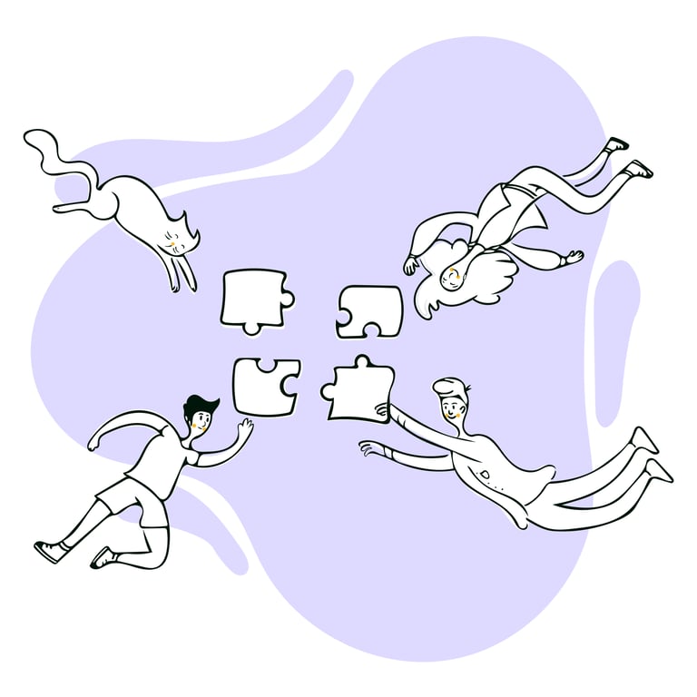 ilustracion de personas haciendo puzzle