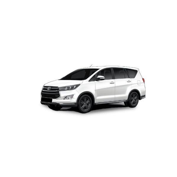 a white Toyota Innova car parked on a white background