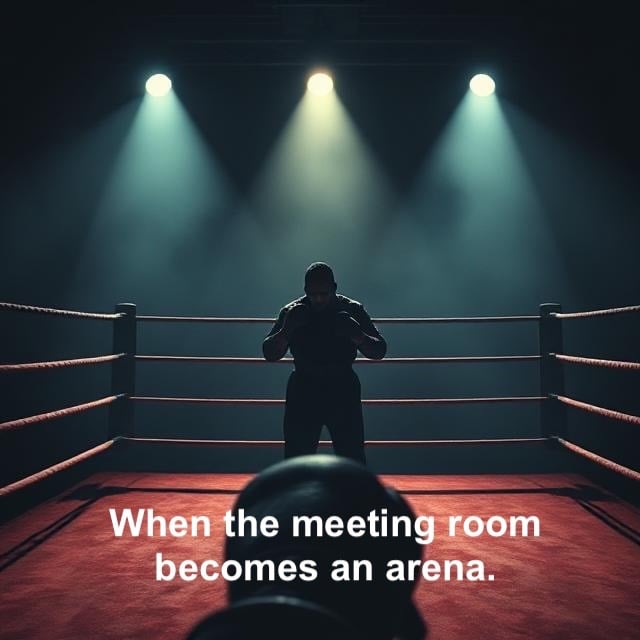 Boxer in ring symbolizing workplace conflict