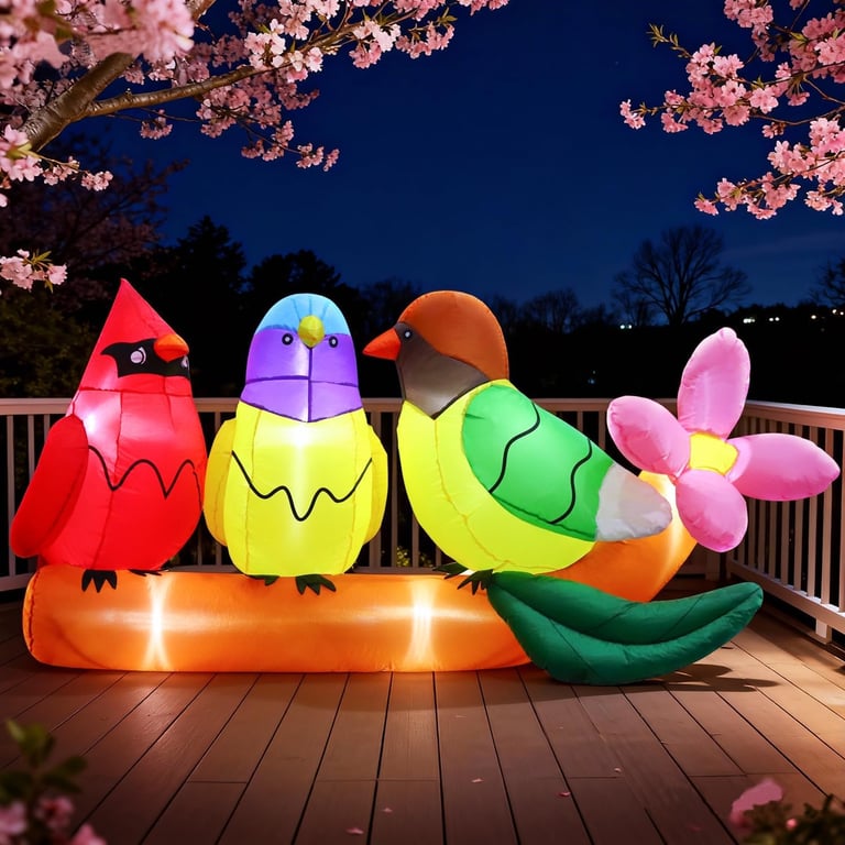 3 feet tall inflatable birds on deck