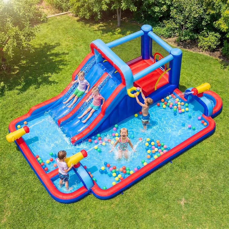 BOUNTECH Inflatable Water Slide Park, 21x13FT Mega Water Bounce House Jump Castle w&amp;amp;amp;#x2F;Dual Slides 