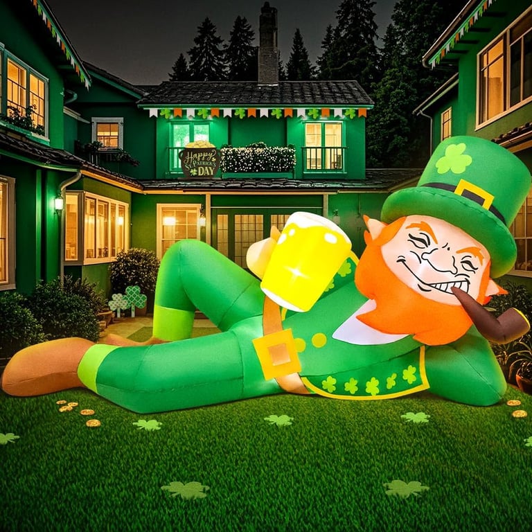 Inflatable leprechaun with beer mug