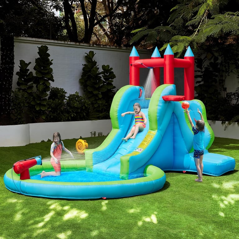 Yaheetech Inflatable Kids Water Slide, 5-in-1 Outdoor Blow Up Slide for Kids Aged 3-8 with Water Can