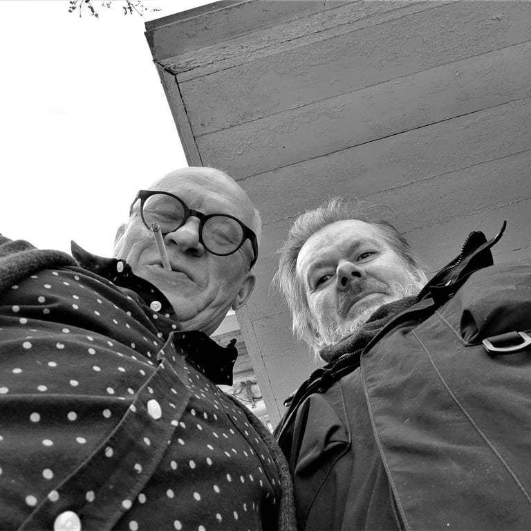 Dailininkas Antanas Obcarskas ir poetas Kęstutis Navakas