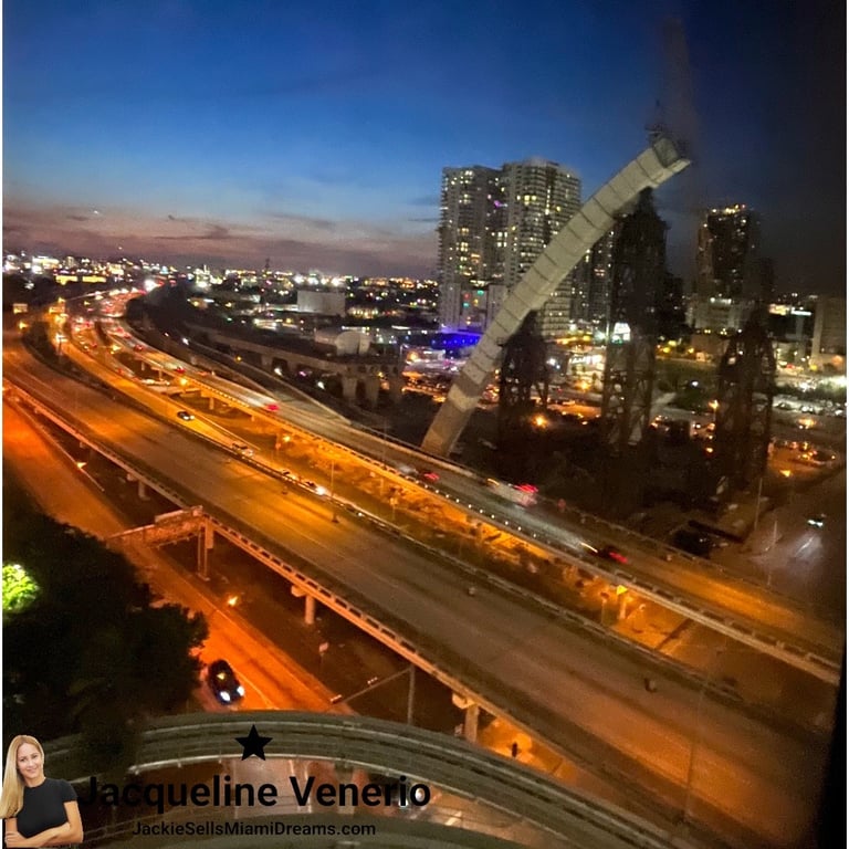a construction site May 2023 of a bridge spanning a the city of Miami by Jacqueline Venerio 