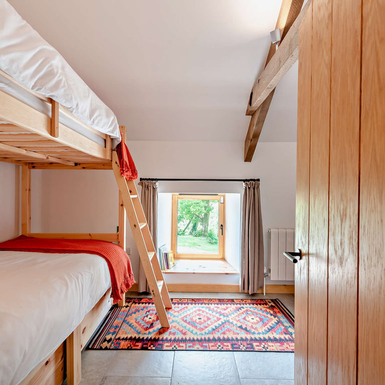 Your staycation in South Wales includes a second bedroom with bunk beds, suitable for children or adults.