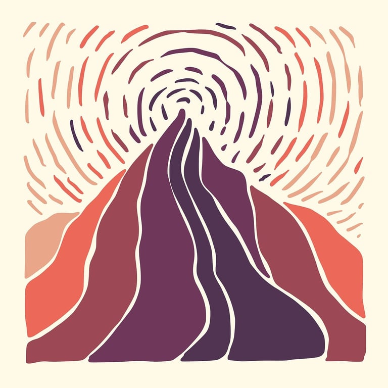 une montagne irradiant le ciel de lumière