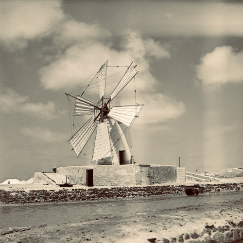 Windmill at The Salt Works in Aden, South Arabia in the 50's