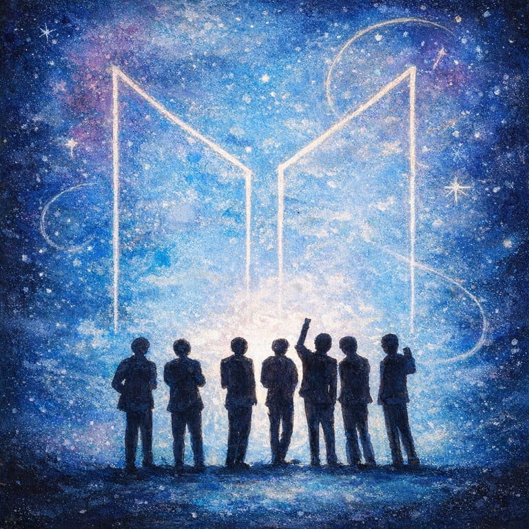 A silhouette of BTS Band Members