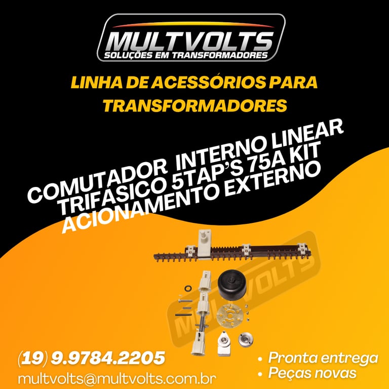 Comutador Interno Linear Trifasico 5 Tap's 75 A. com Kit Acionamento Externo