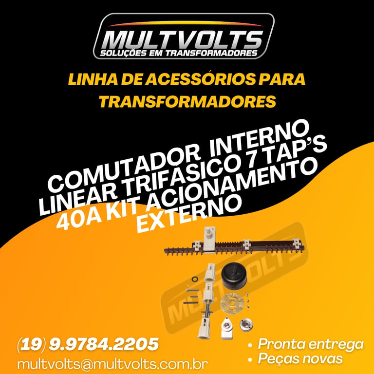 Comutador Interno Linear Trifasico 7 Tap's 40 A. com Kit Acionamento Externo