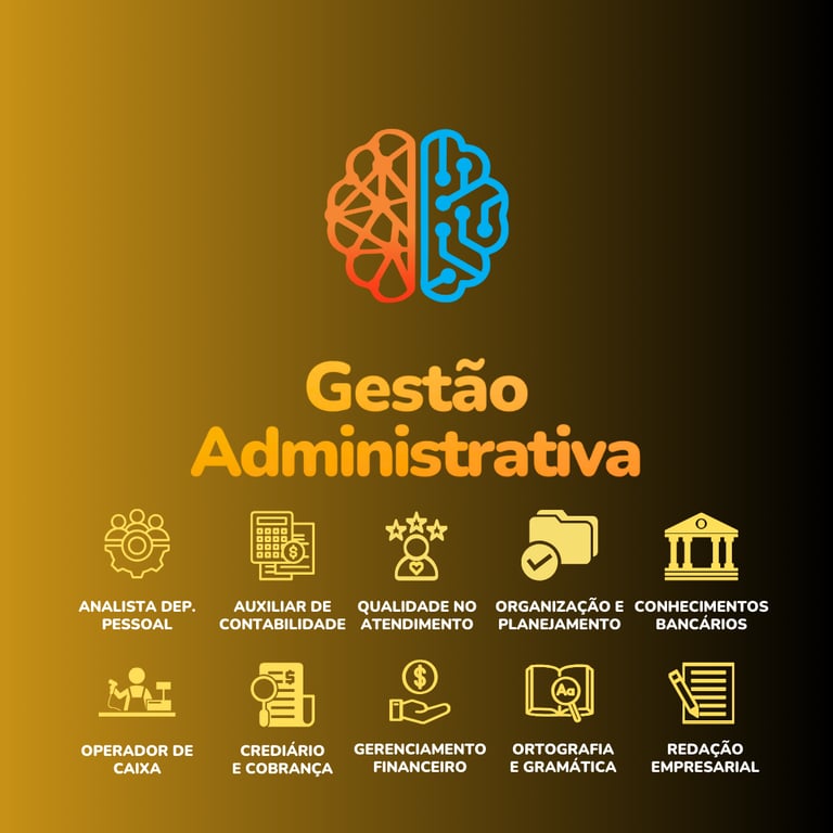 Curso de Gestão Administrativa: Imagem em degradê amarelo c/ preto c/ título Gestão Administrativa