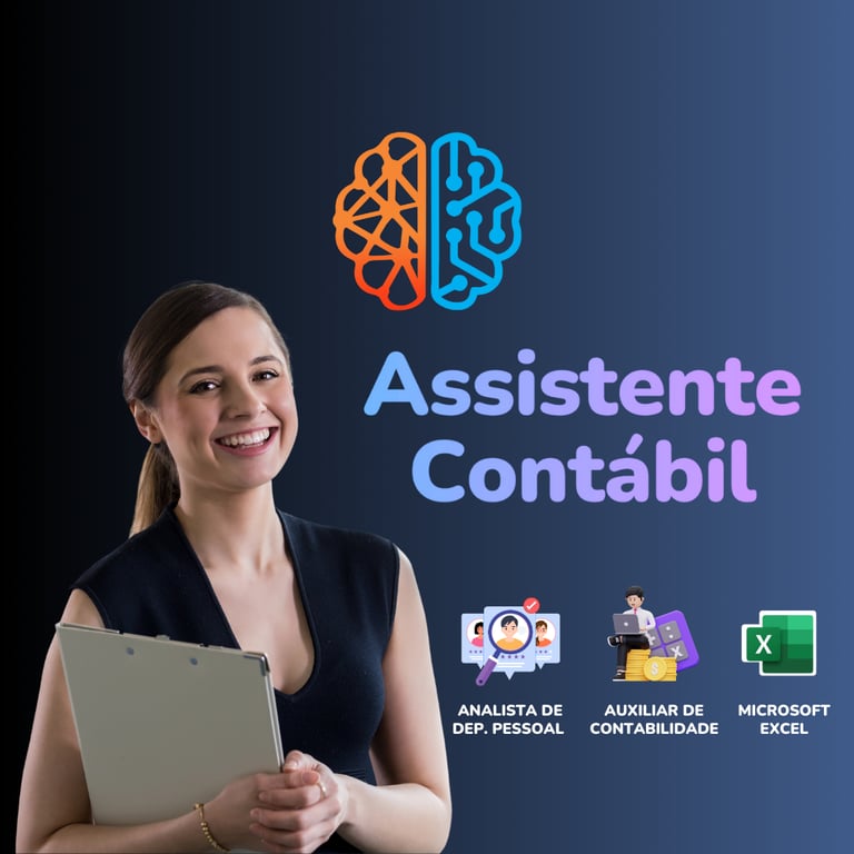 Curso de Assistente Contábil: Imagem degradê em preto e cinza c/ título Assistente Contábil