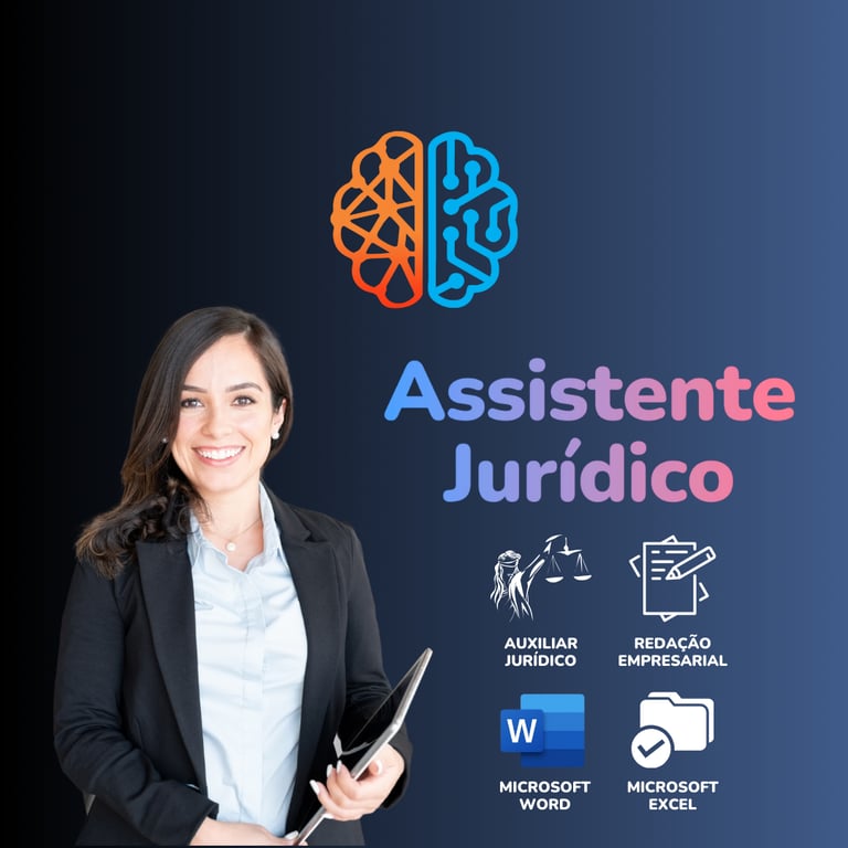 Curso de Assistente Jurídico: Imagem degradê preta c/ cinza c/ título Assistente Jurídico