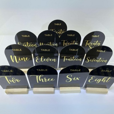 Table Numbers made in prime acrylics