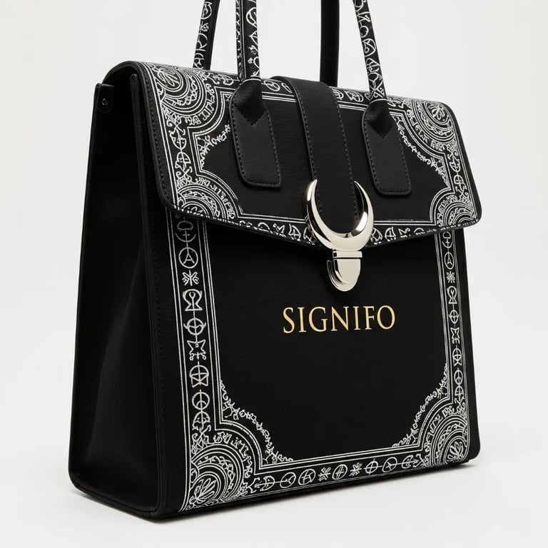 Tas satchel SIGNIFO "Book of Shadows" menunjukkan fungsionalitas modern dengan desain kuno.