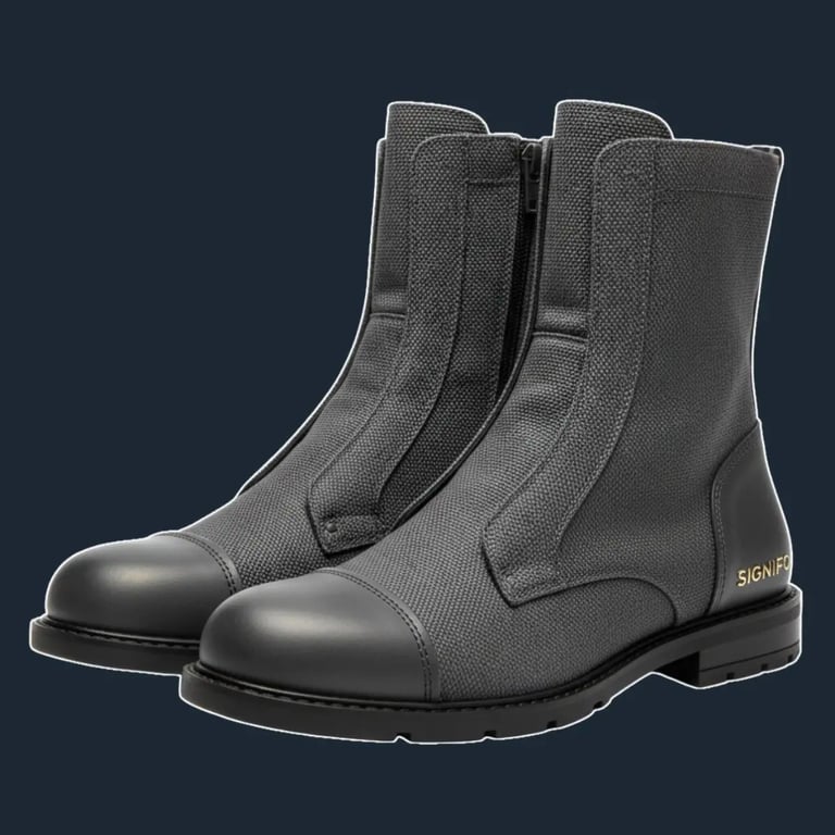 epasang sepatu boot "Stealth Sentinel" Signifo abu-abu dengan resleting.