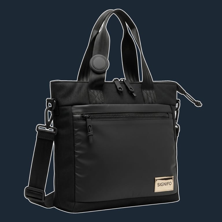 A sleek, minimalist, and lightweight tote with a slightly padded body for structure and device protection.