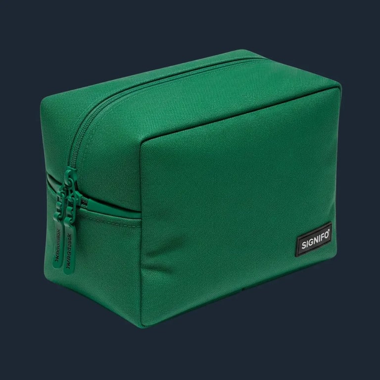 Tas organizer Signifo hijau untuk traveling dengan resleting ganda