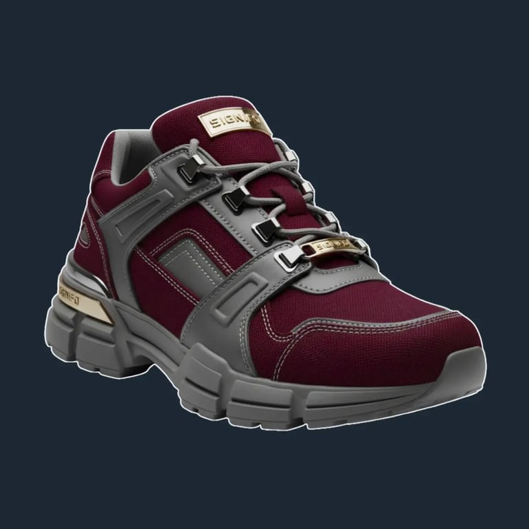 Sepatu sneaker "Collosus" Signifo kanvas Maroon Red dan abu-abu