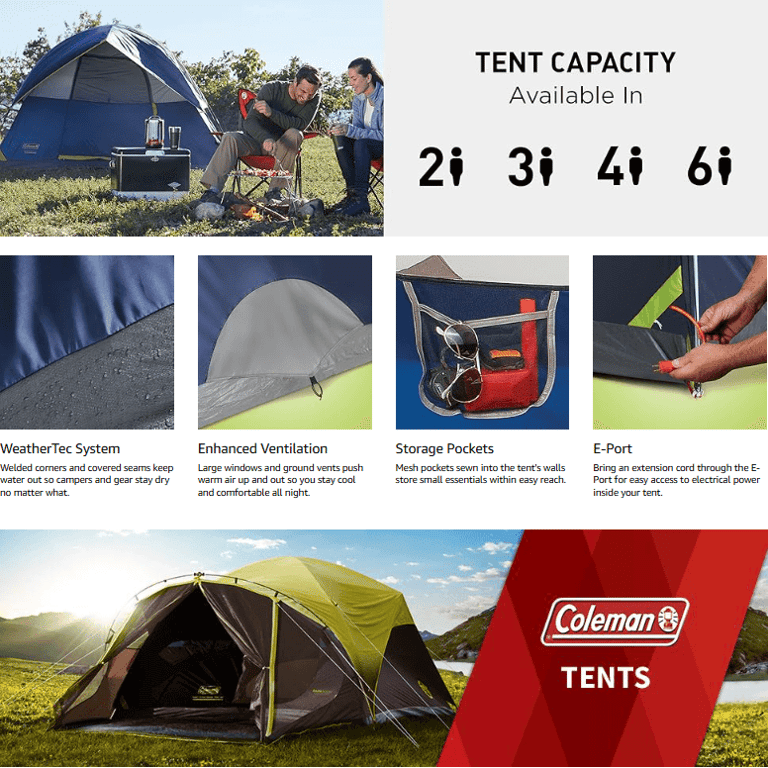 Coleman Sundome 6 Person tent, a best budget family tent 2025 option for basic US camping trips