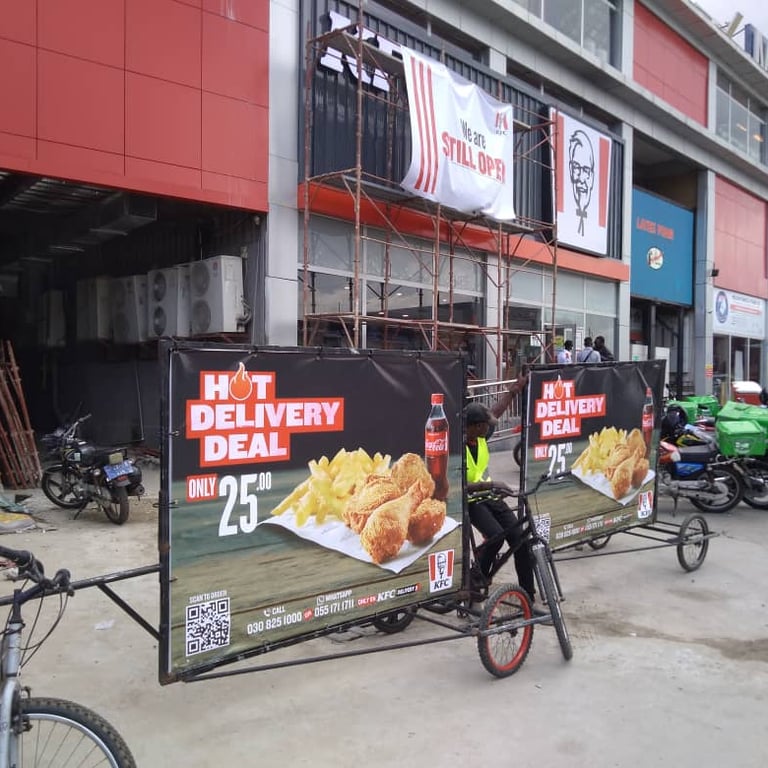 bicycle street advert by bensyl ghana for KFC ghana
