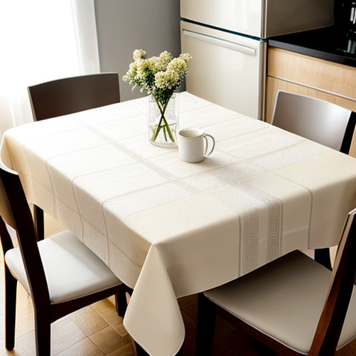 Šviesiai ruda staltiesė ant stalo