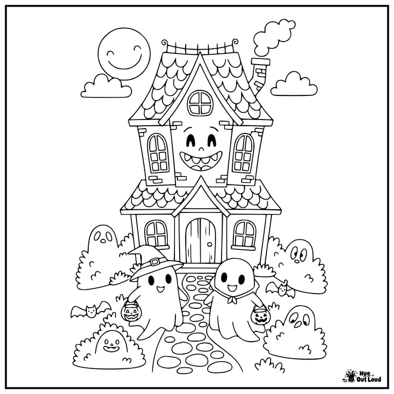 Halloween Haunted House Coloring Pages