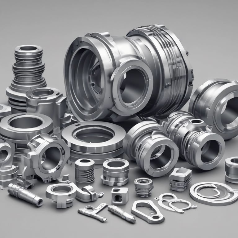 A close-up view of industrial machinery, featuring metal pipes, valves, and a large cylindrical component. The equipment is composed of various metallic surfaces, with visible screws and clamps securing the parts together. The texture of the metal appears weathered.