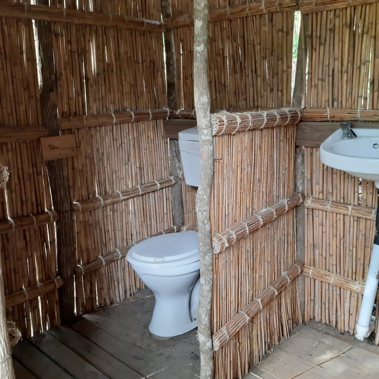 Rustic bathrooms at Miggo's Camp exclusive use campsite at Kosi Bay Mouth