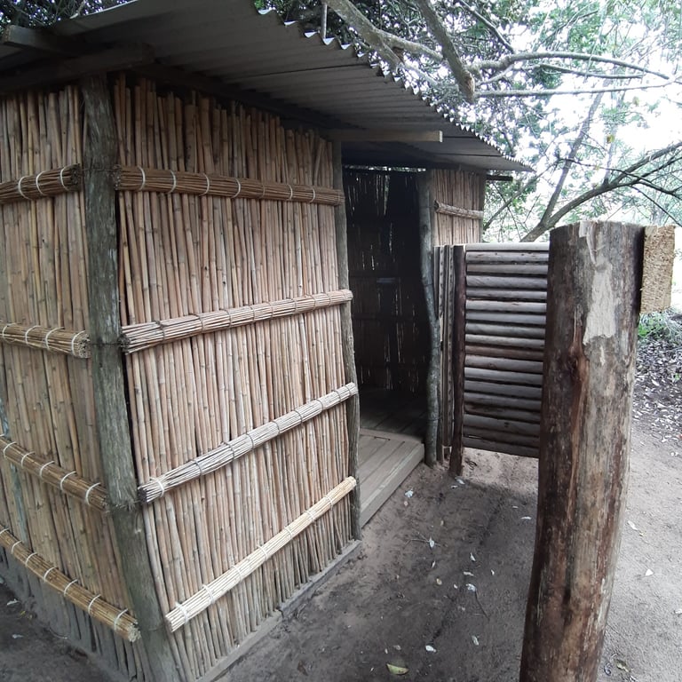 Campsites with private bathrooms at Miggo's exclusive use campsite in Kosi Bay