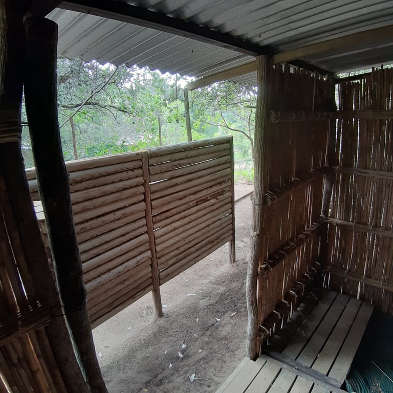 Bathroom view from Miggo's Camp exclusive use campsite in Kosi Bay