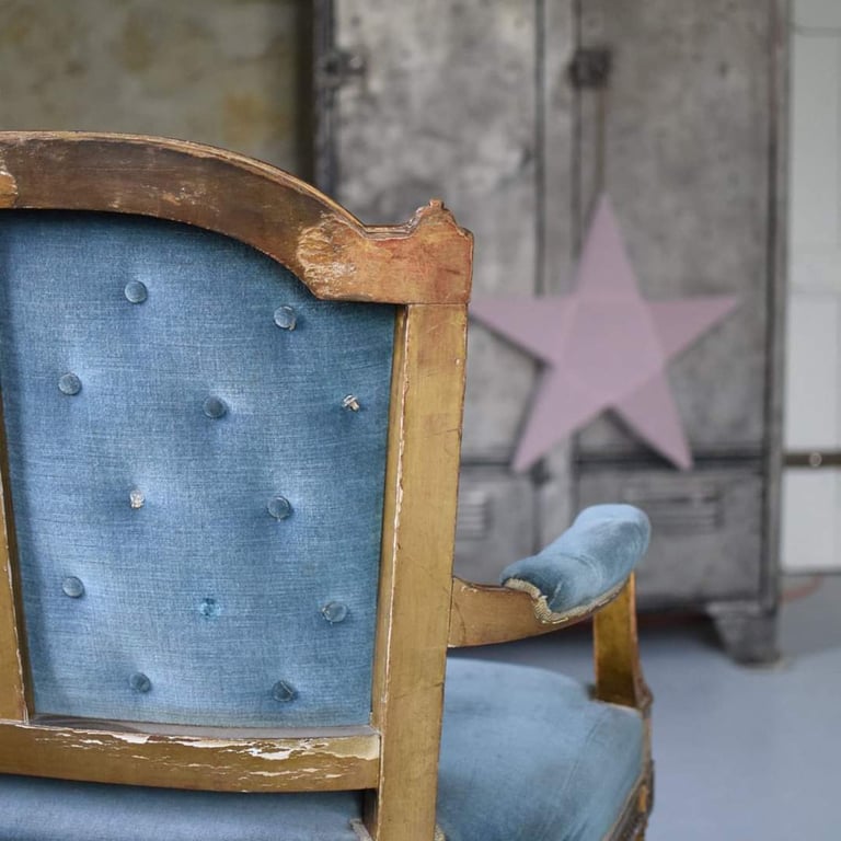 banquette velours Louis XVI