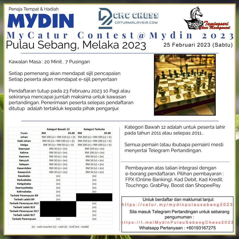 Catur Malaysia. Malaysia Chess Tournament. Mydin MyCatur Chess Tournament. Chess Malaysia