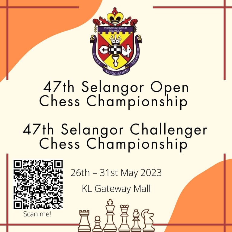47th Selangor Open & Challenger Chess Championship 2023. KL Gateway Mall Chess. Malaysian Chess. 