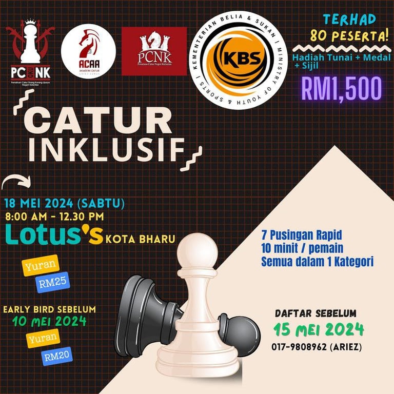 Kejohanan Catur Inklusif 2024 Lotus's Kota Bharu Catur Malaysia Chess Tournament
