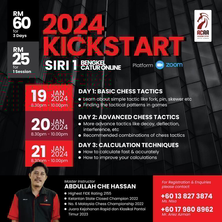 Chess Malaysia Workshop. Catur Malaysia. Bengkel Catur Online ACAA Siri 1 2024