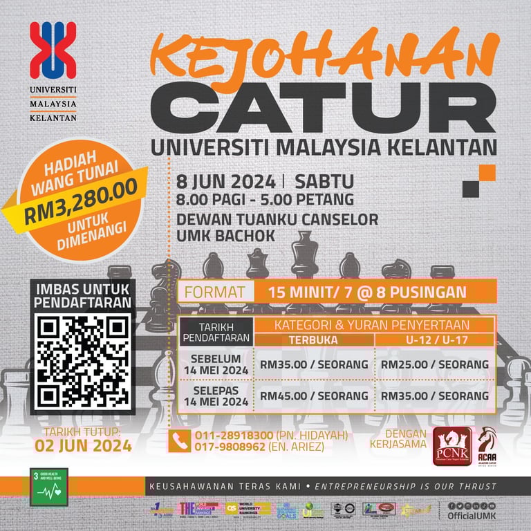 Kejohanan Catur Universiti Malaysia Kelantan 2024. Malaysia Chess Tournament