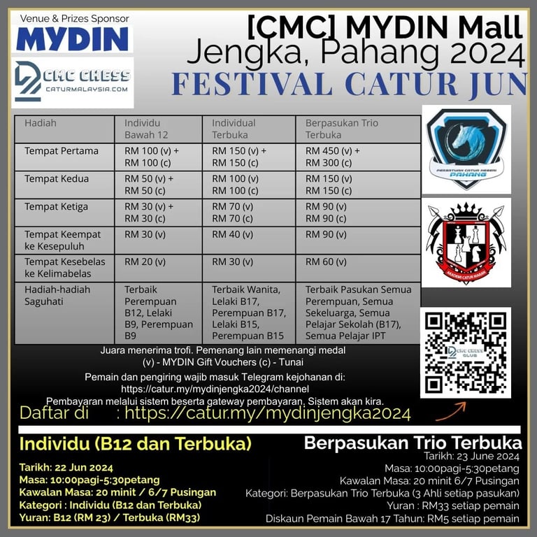 [CMC] Festival Catur June MYDIN Mall Jengka 2024 Catur Malaysia Chess Tournament