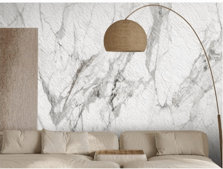 Calacatta flexistone with elegant white background and distinctive bold veining for wall deco