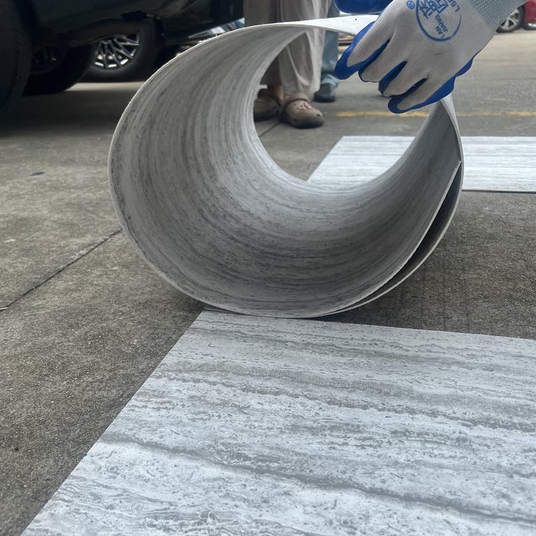 Lightweight and seamless Rome Travertine flexistone for a commercial walldeco