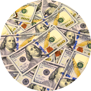 100 U.S. dollar bills stacked everywhere